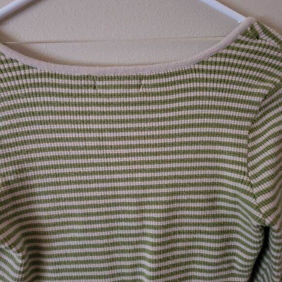 Pacsun LA Hearts Women's Long Sleeve Green/White‎ Cropped Top Small/Medium -H024 - Picture 8 of 15